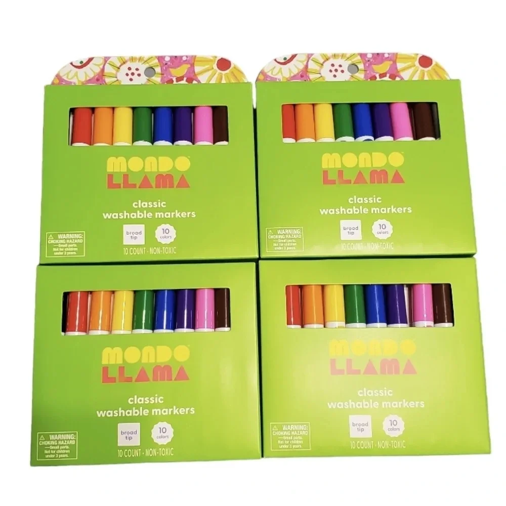 New Mondo Llama Kids Classic Washable Markers Broad Tip 10 Ct Bundle Pack 4